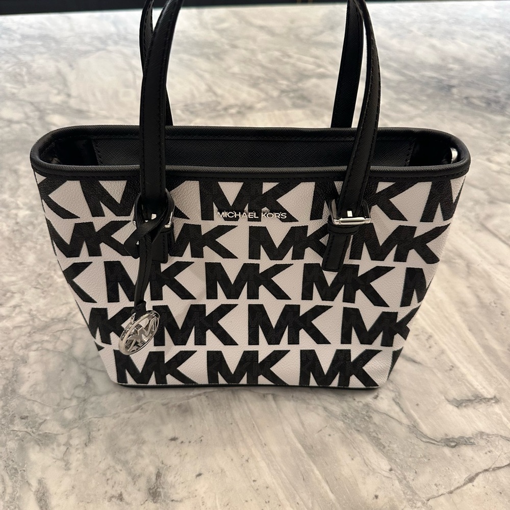 Michael Kors Black and White Tote Bag